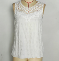 Women's Textured Hollow Lace Trim Sleeveless Top – Boho Boutique Summer Top
