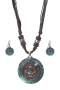 Metal Disc Pendant Necklace Set – Minimalist Boho Statement Necklace Gift