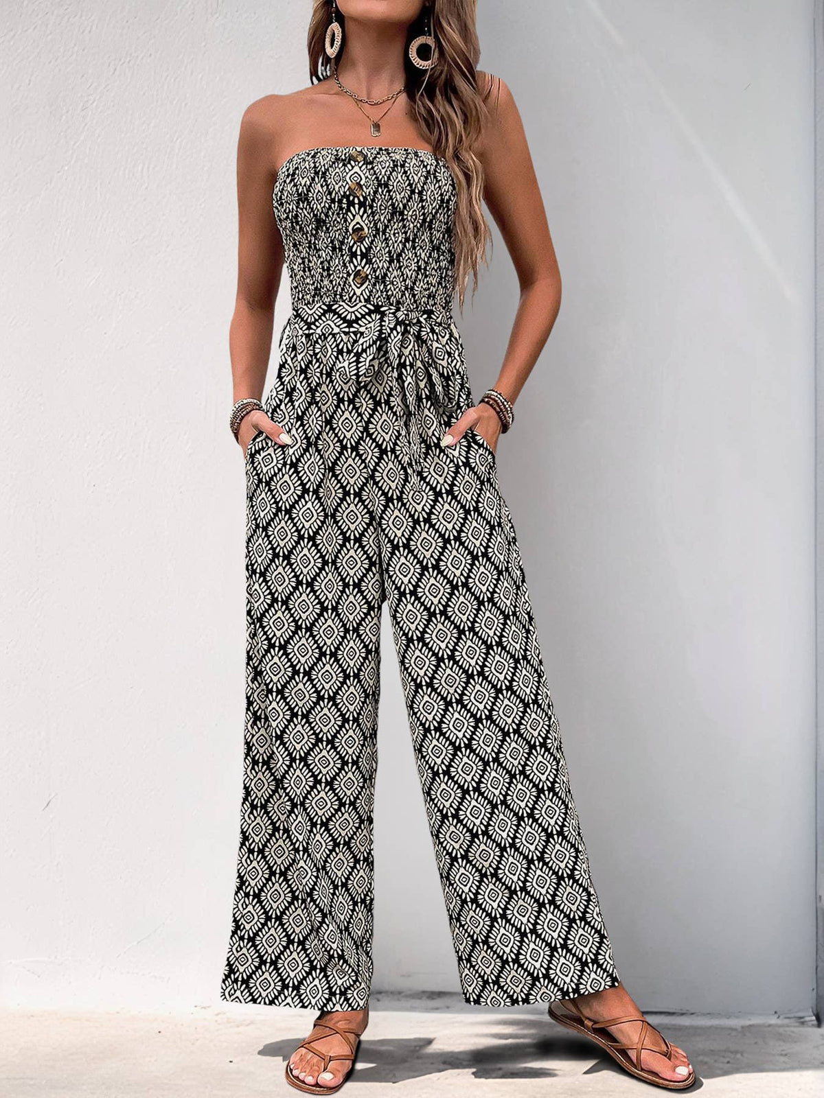 Ethnic Print Bandeau Romper