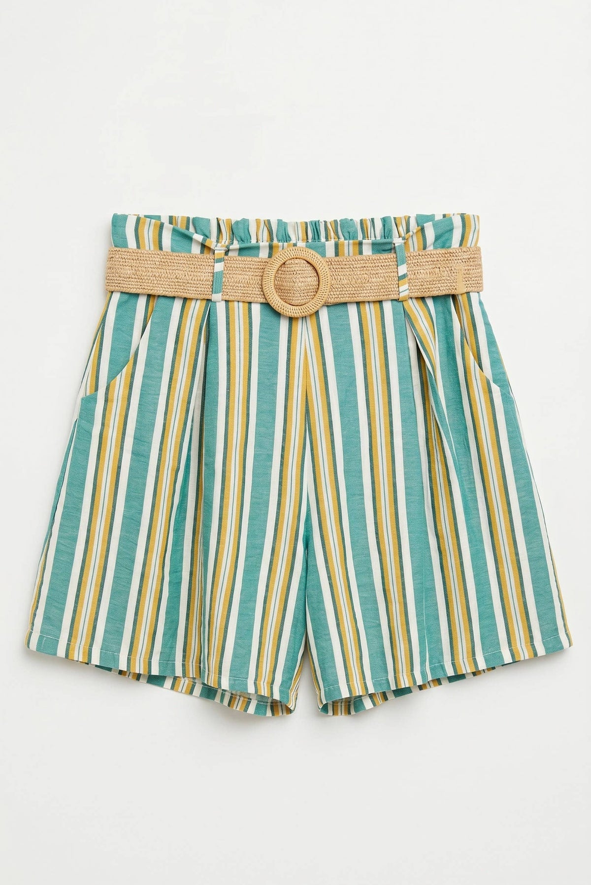 Multicolored Striped Shorts Celadon 26379
