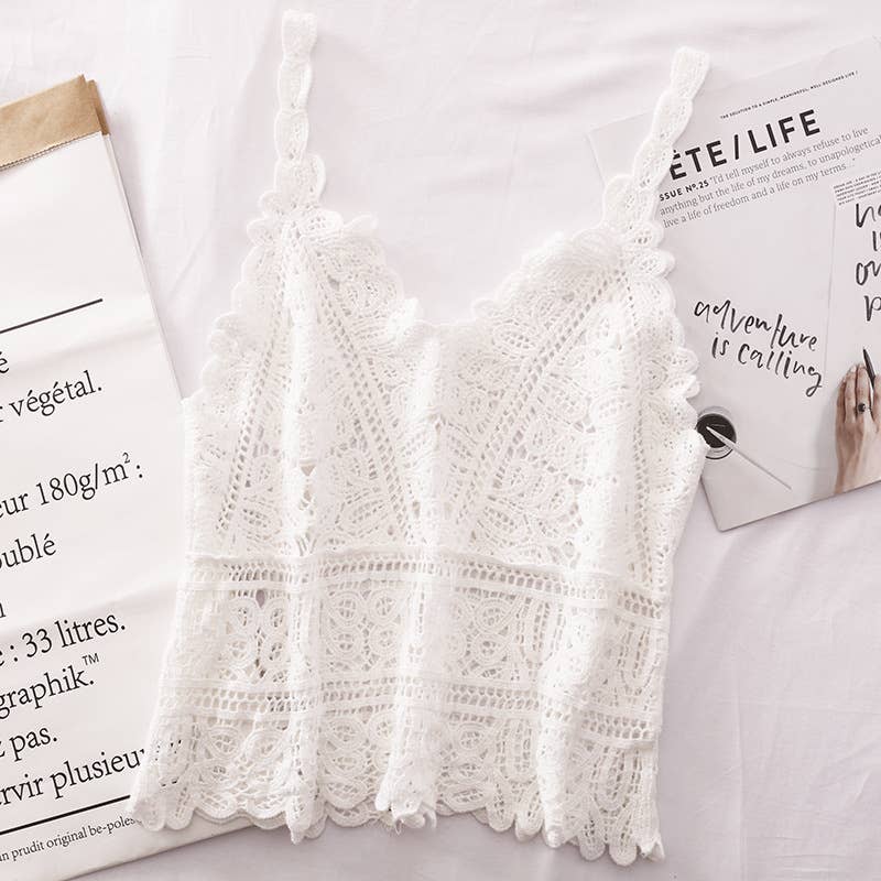 Bohemia Crochet Lace v-neck tank top