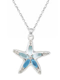 ( Y072 )  SEALIFE SEAGLASS PENDANT NECKLACE - STARFISH