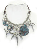 Starfish & Shell Mix Statement Necklace – Boho Beach Pearl Layered Necklace