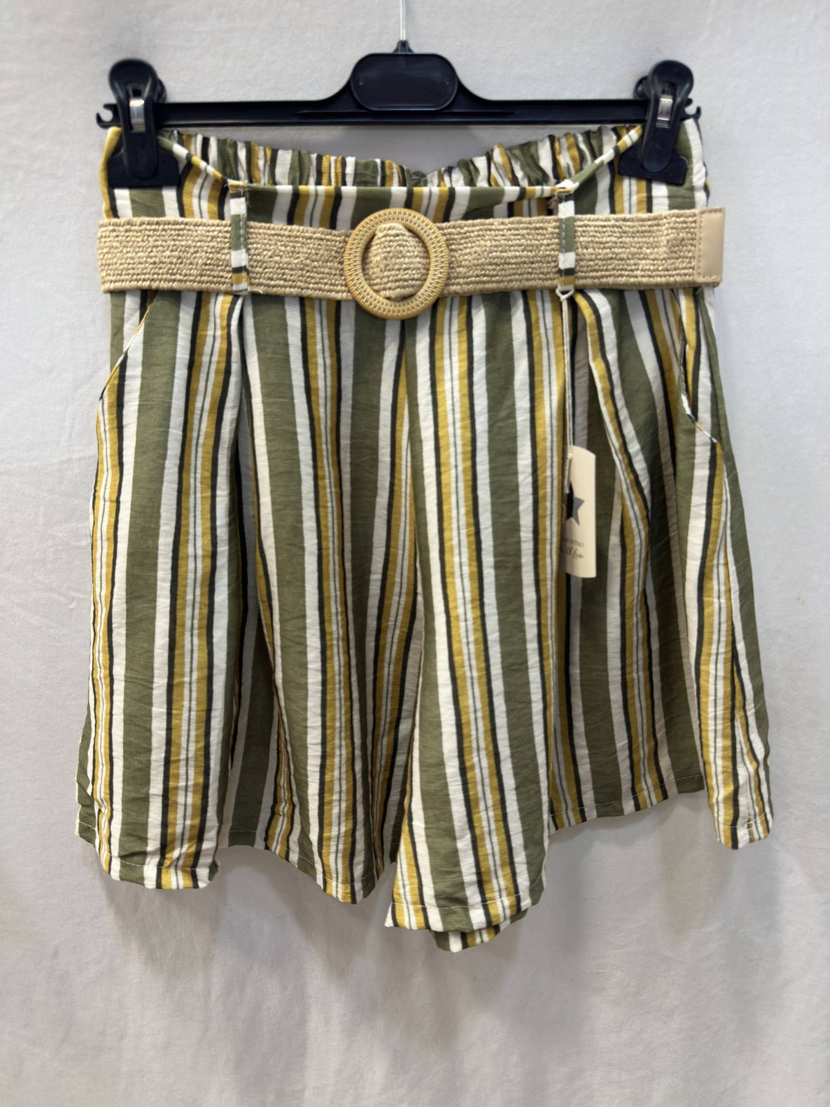 Multicolored Striped Shorts  Khaki 26379