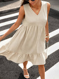 Casual V-Neck Loose Sleeveless Dress