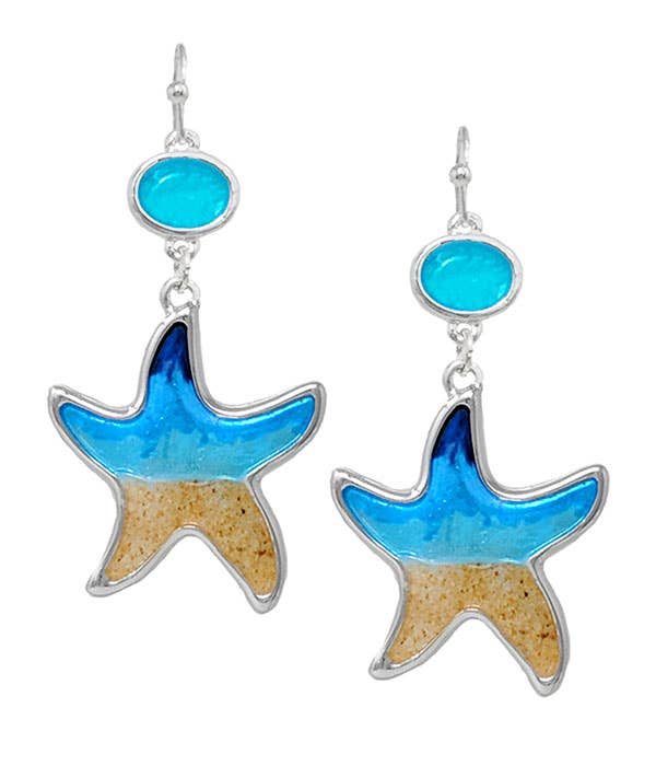 ( Y347 )  SAND AND OCEAN INSPIRED EARRING - STARFISH