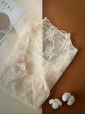 Floral Lace Sheer Mesh Layering See Through Top