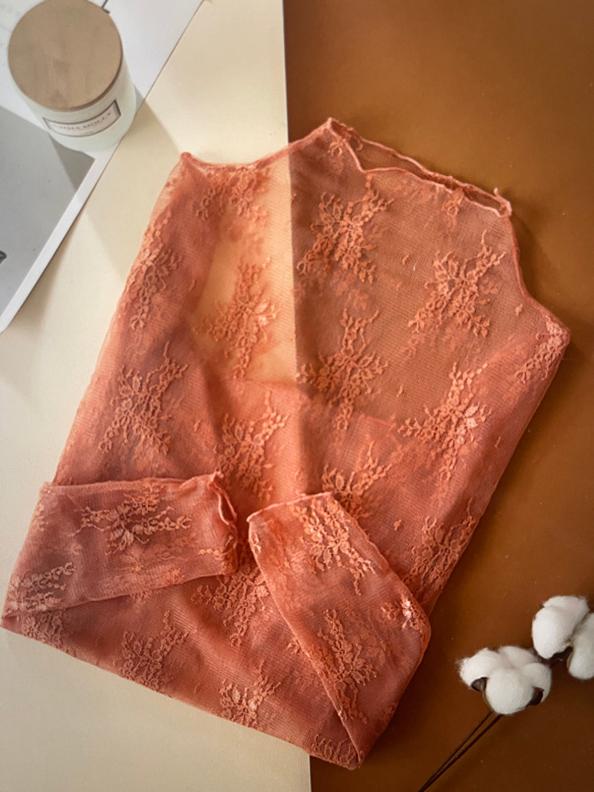 Women's Floral Lace Sheer Mesh Layering Top – See-Through Lightweight Blouse