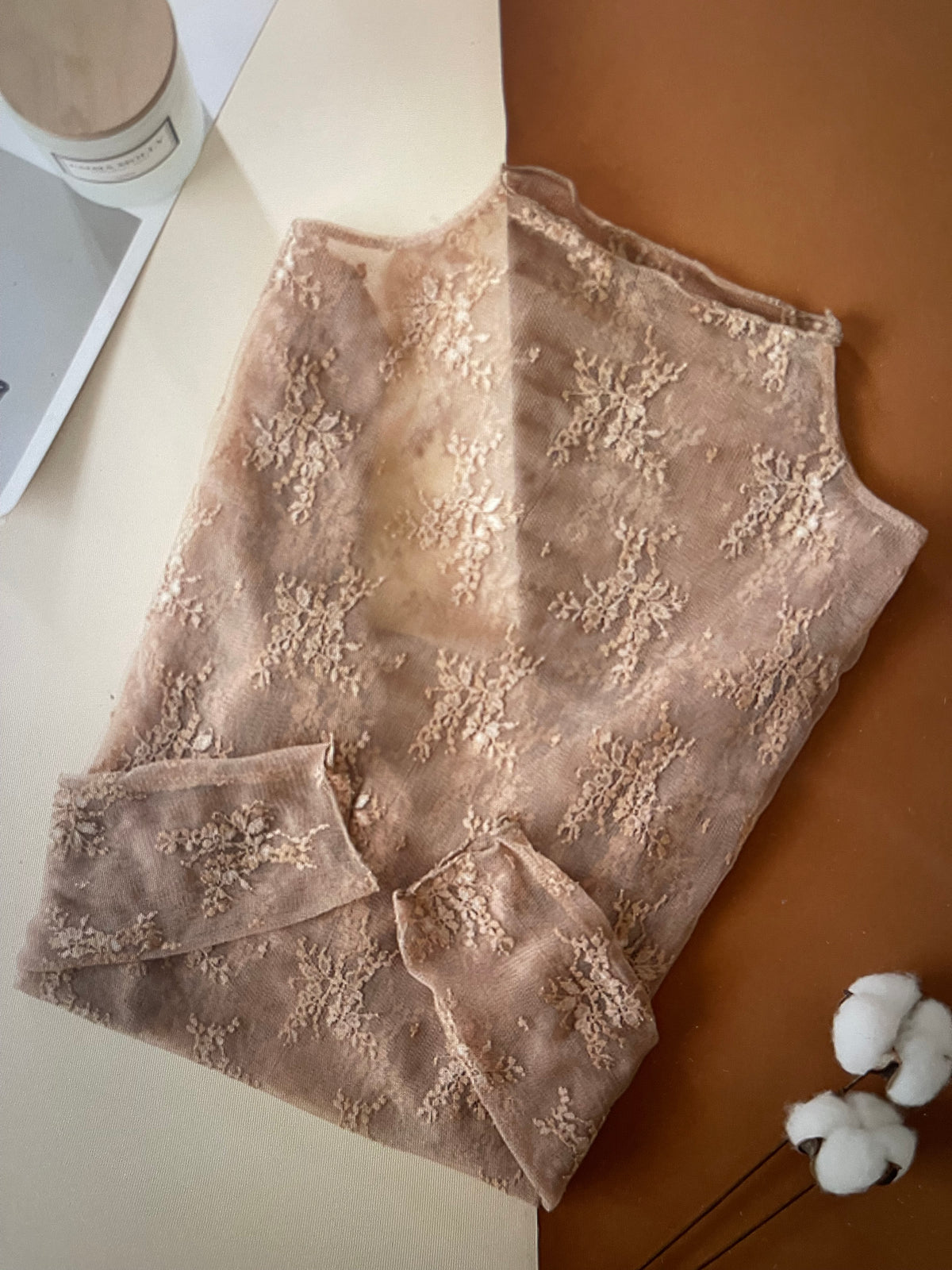 Women's Floral Lace Sheer Mesh Layering Top – See-Through Lightweight Blouse