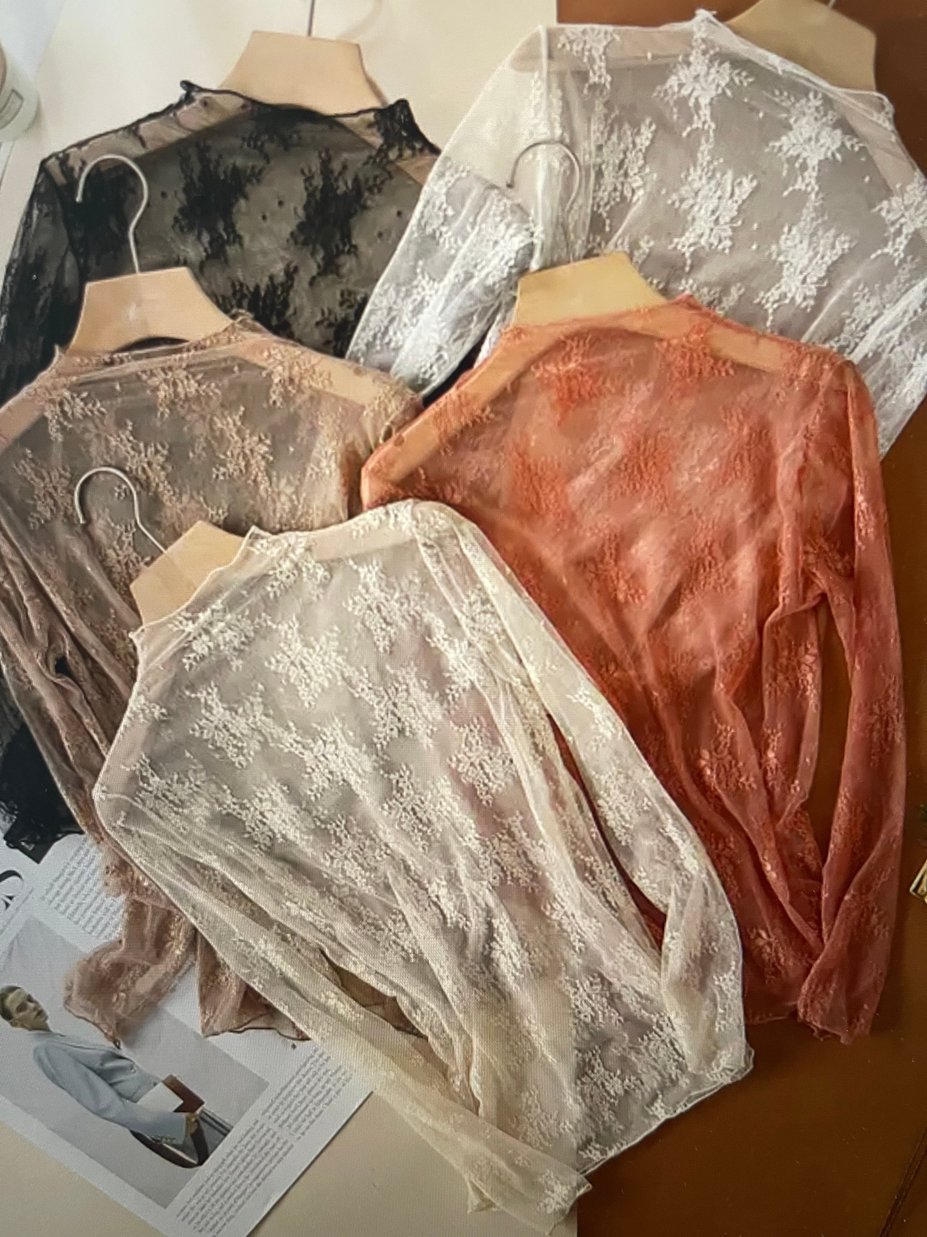 Floral Lace Sheer Mesh Layering See Through Top