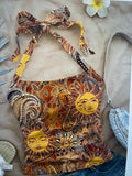 Western Style Vacation Prints Halter Top