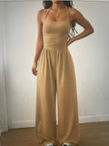 Cross Strap Halter Neck Backless Wide-Leg Jumpsuit