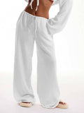 Elastic Waist Drawstring Wide Leg Casual Pants