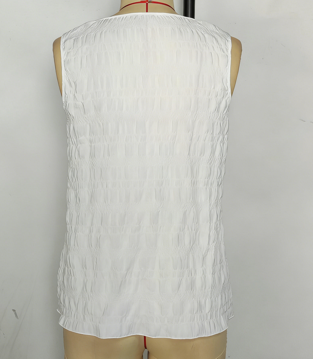 Women's Textured Hollow Lace Trim Sleeveless Top – Boho Boutique Summer Top