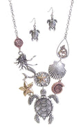 Sealife Necklace Set – Turtle Mermaid Shell Boho Beach Pendant Necklace