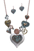 Multi Heart Link Necklace Set – Romantic Layered Heart Chain Necklace Gift