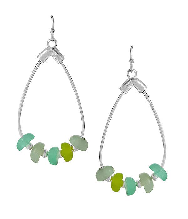 ( H912 )  SEALIFE THEME SEAGLASS TEARDROP EARRING